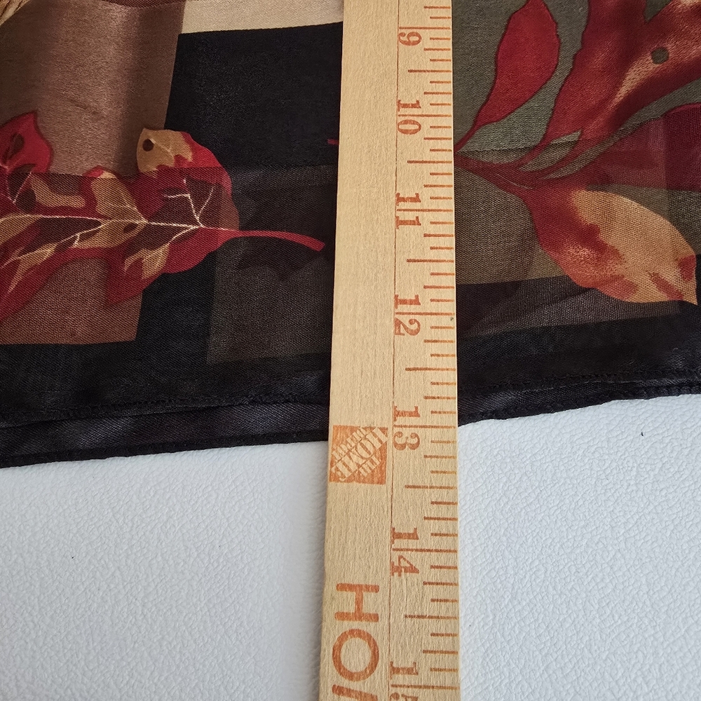 Fall Foliage Black Floral Scarf Autumn  Maple Leaves  Dark Romantic Sheer 13x29 - Picture 4 of 9